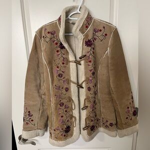 St. John’s Bay embroidered suede coat